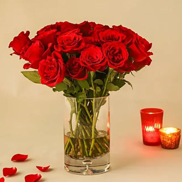 Red Love With Glass Vase