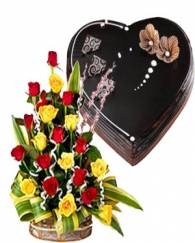 Flowers Basket with Cake 